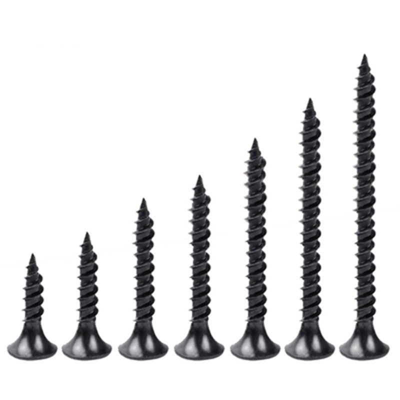 Tornillo de clavos de paneles de yeso de óxido negro DIN18182 Cabeza de trompeta de acero de carbono Tornillos de yeso doble enros